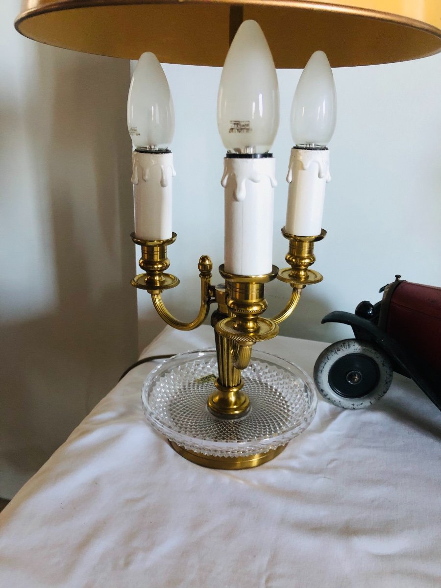 Lampe Bouillotte cristal et bronze doré -photo-3