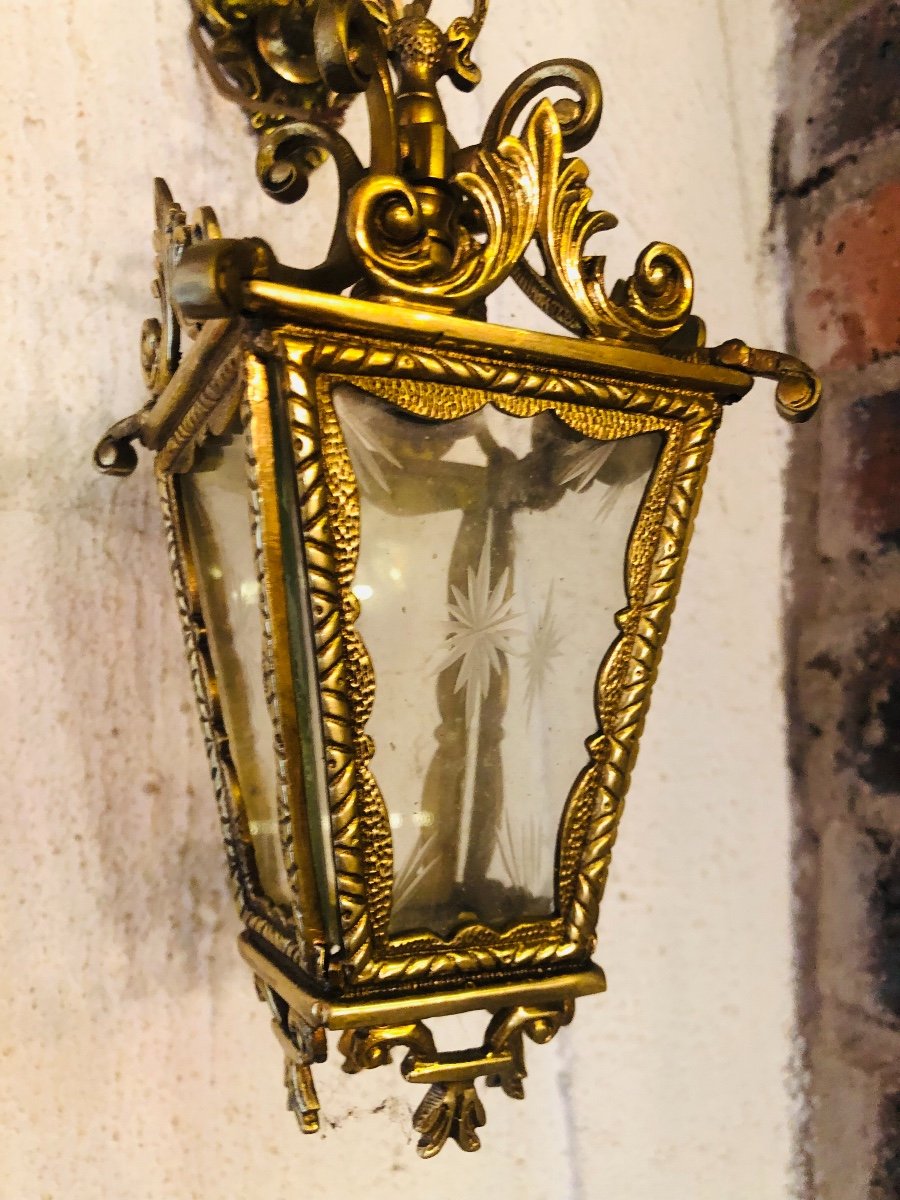 Pair Of Bronze Lantern Sconces-photo-3