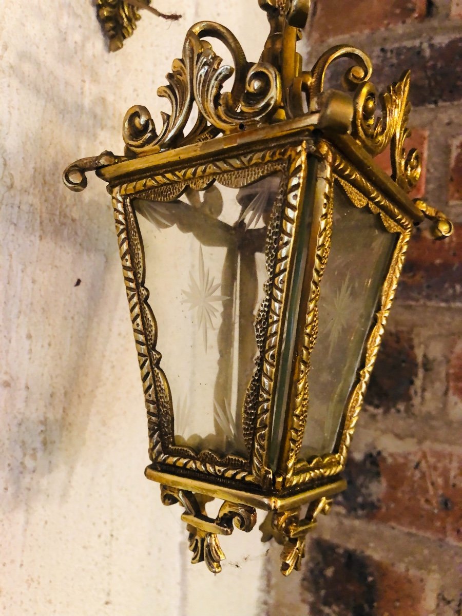 Pair Of Bronze Lantern Sconces-photo-4
