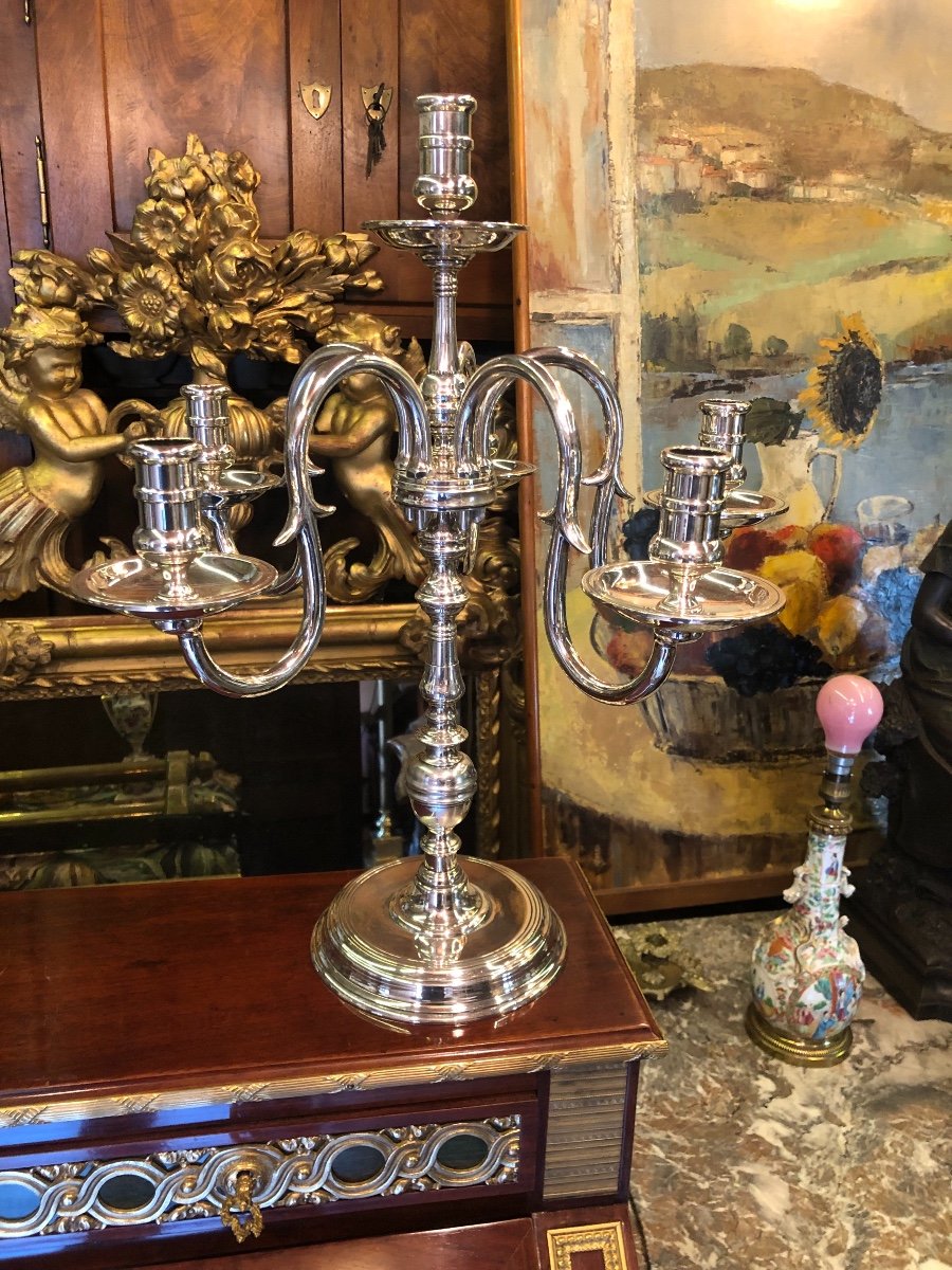 Pair Of Louis XIV Style Silver Candlesticks-photo-2