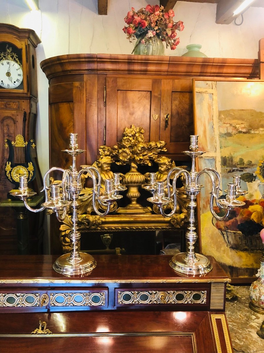 Pair Of Louis XIV Style Silver Candlesticks