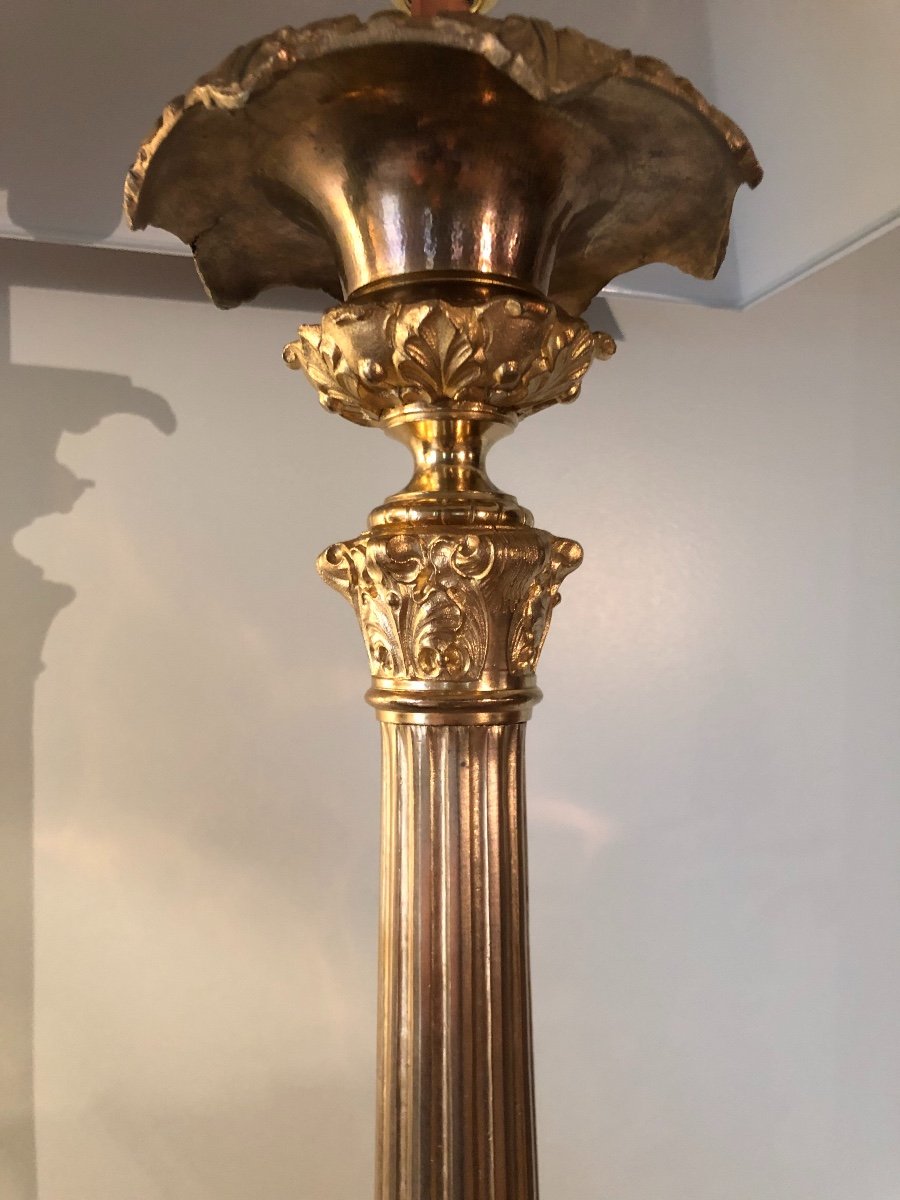 Large Pair Of Gilt Bronze Empire Lamps-photo-3