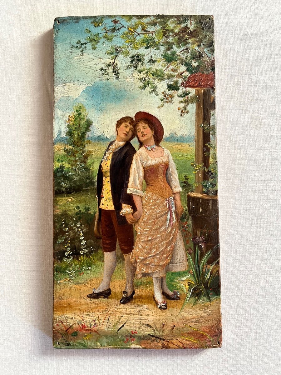 Les Amoureux pendant de tableaux XIXe-photo-4