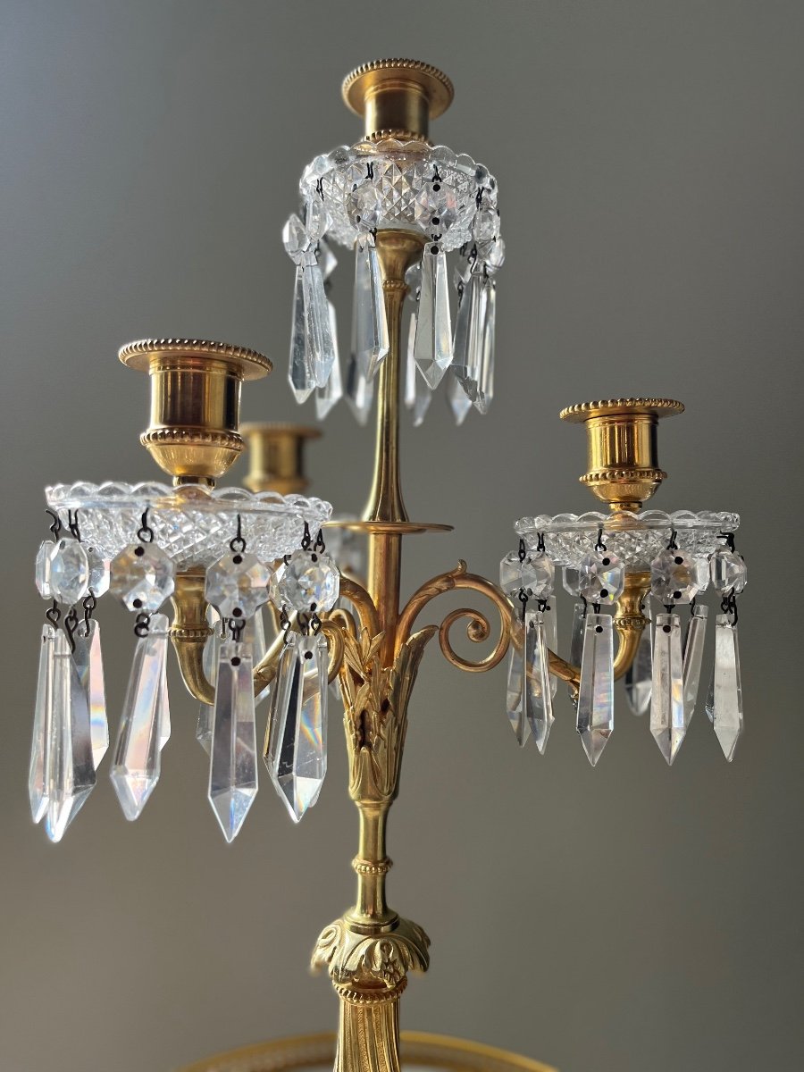 Louis XVI Gilt Bronze And Crystal Candlesticks-photo-2