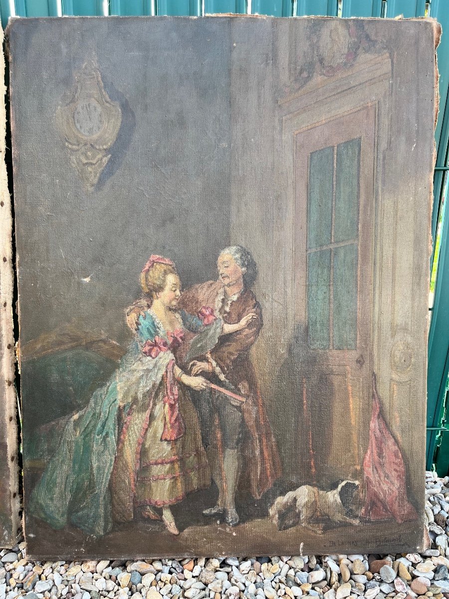 Pair Of 18th Century Scene Paintings-photo-2