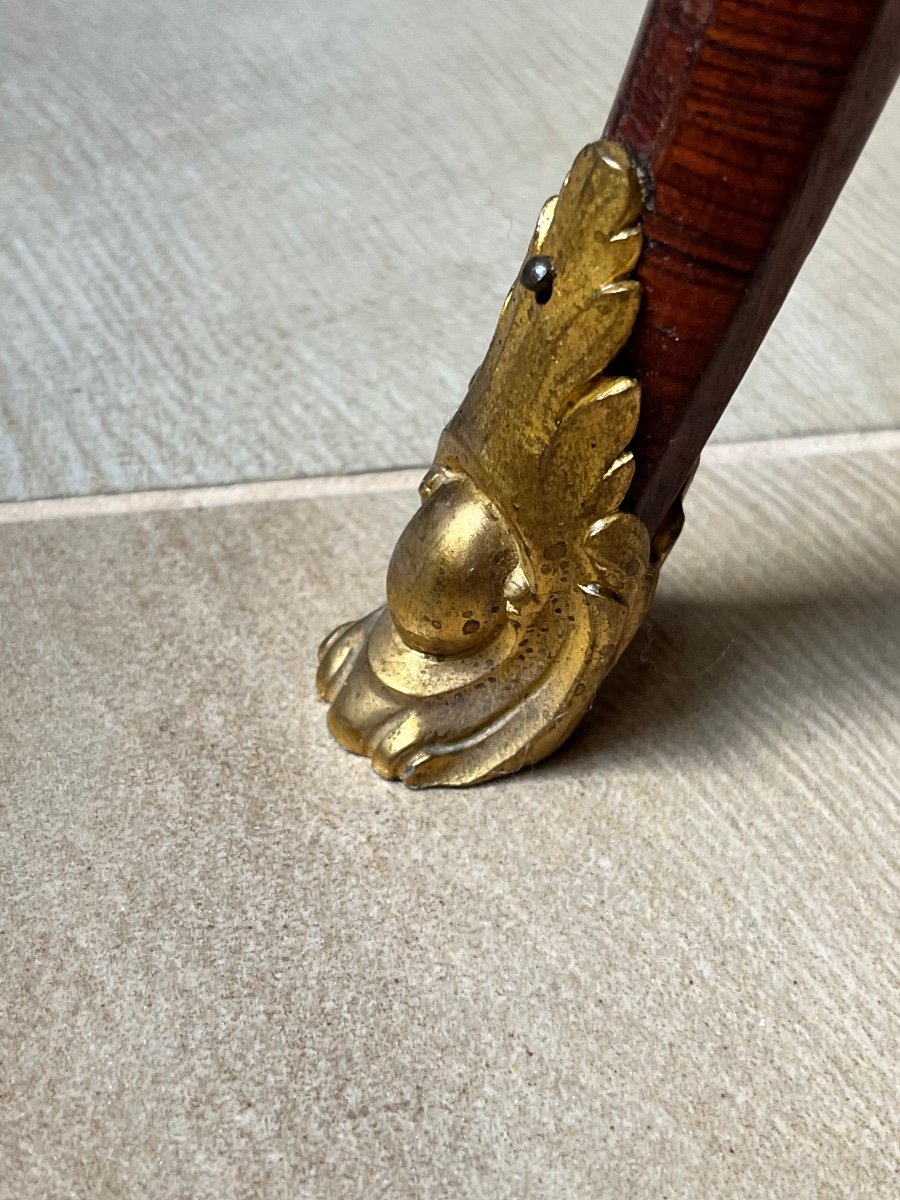 Salon Table In Marquetry And Gilded Bronze-photo-1