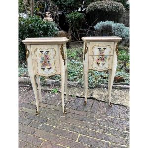 Pair Of Painted Louis XV Bedside Tables