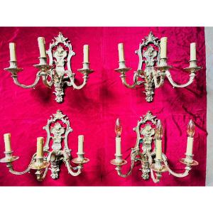 Louis XIV Gilt Bronze Sconces