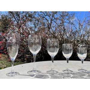 Crystal Glasses Service 12 People 60 Pieces