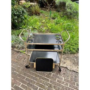 70's Chrome Metal Serving Bar Trolley