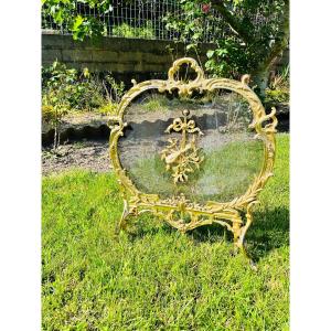 Louis XV Bronze Spark Guard Fireplace Screen