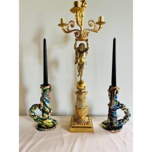 Candlesticks With Snakes Urbani Ceramist