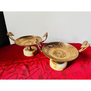 Paire de tazzas en bronze doré F Barbedienne 