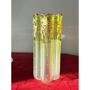 Crystal Vase Decorated With Fine Gold