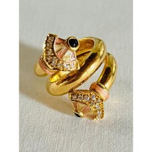 Art Deco Gold Ring "fans"