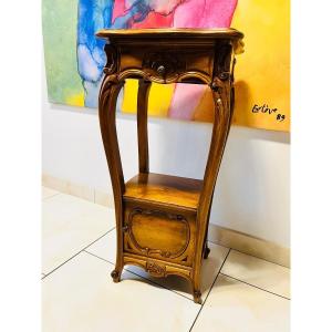 Louis XV Style Rocaille Bolster/bedside Table In Solid Walnut 