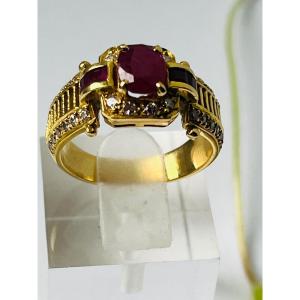 Art Deco Ruby Diamond Gold Ring