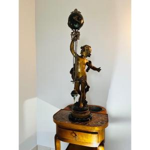 Large Mysterious Child Clock By Auguste Moreau 