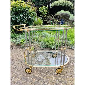 Oval Brass And Chrome Serving Trolley