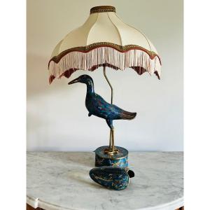 “bird” Lamp In Cloisonné Enamels