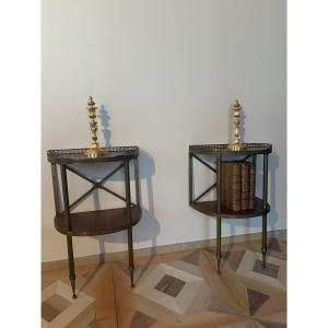 Paire de consoles demi lune Maison Jansen 