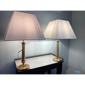 Bougeoirs / Lampes d’époque Empire en bronze doré 