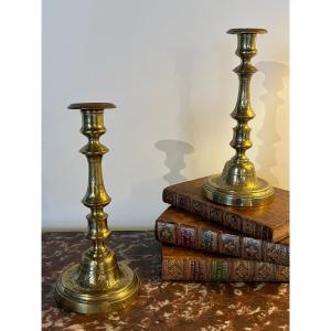 Pair Of Regency Chased Bronze Candlesticks