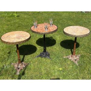 Napoleon III Cast-iron And Marble Bistro/brasserie Pedestal Tables