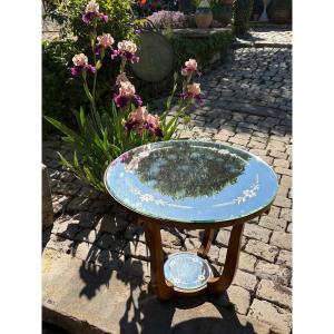 Art Deco Venetian Mirror Pedestal Table