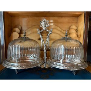 Présentoir double cloche en cristal 