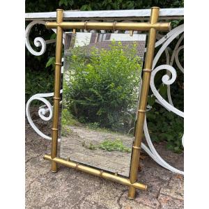 Gold-plated Brass Mirror With A Bamboo-effect Finish