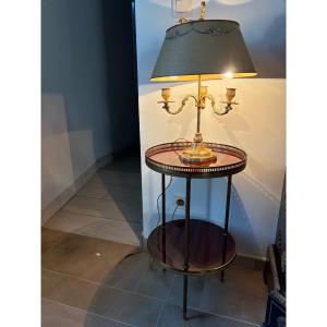 Maison Jansen Brass Tripod Side Table With Double Tray 
