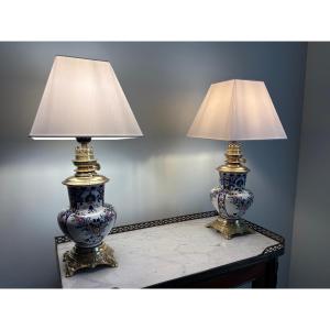 Lampes style XVIIIe sur monture bronze doré
