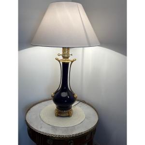 Large Sèvres Lamp With Gilded Bronze Frame 