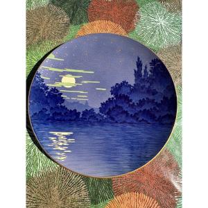 Lunéville Decorative Plate Featuring A Moonlit Landscape 