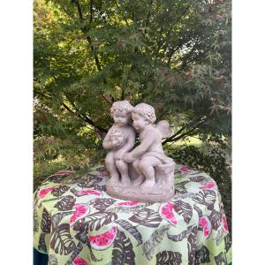 19th-century Stone Sculpture Of Cupid And Zephyr As Children