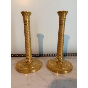 Gérard Jean Galle, Pair Of Empire-style Candlesticks