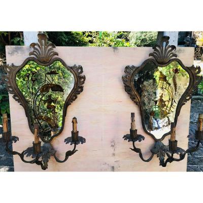 Pair Of Louis XIV Chinese Sconces.