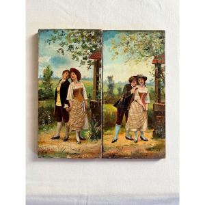 Les Amoureux pendant de tableaux XIXe