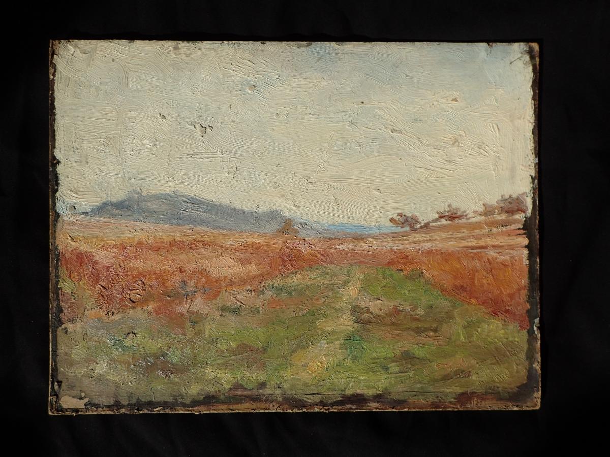 Jean-jules Dufour. Oil On Cardboard. The Vosges.