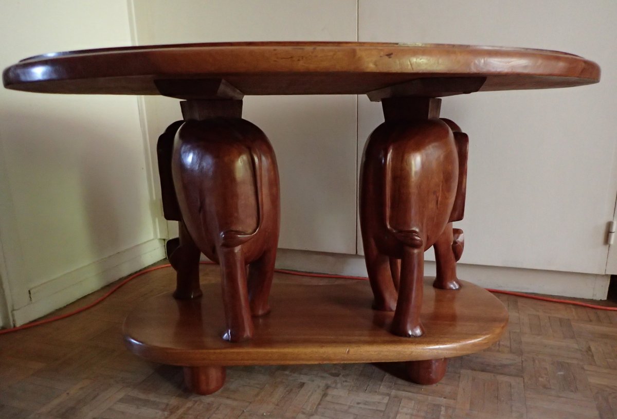 Salon With Elephants. Mahogany. Africa. 50's / 60's.-photo-3