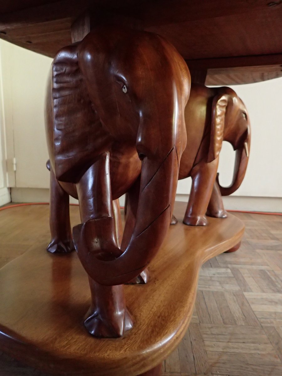 Salon With Elephants. Mahogany. Africa. 50's / 60's.-photo-4