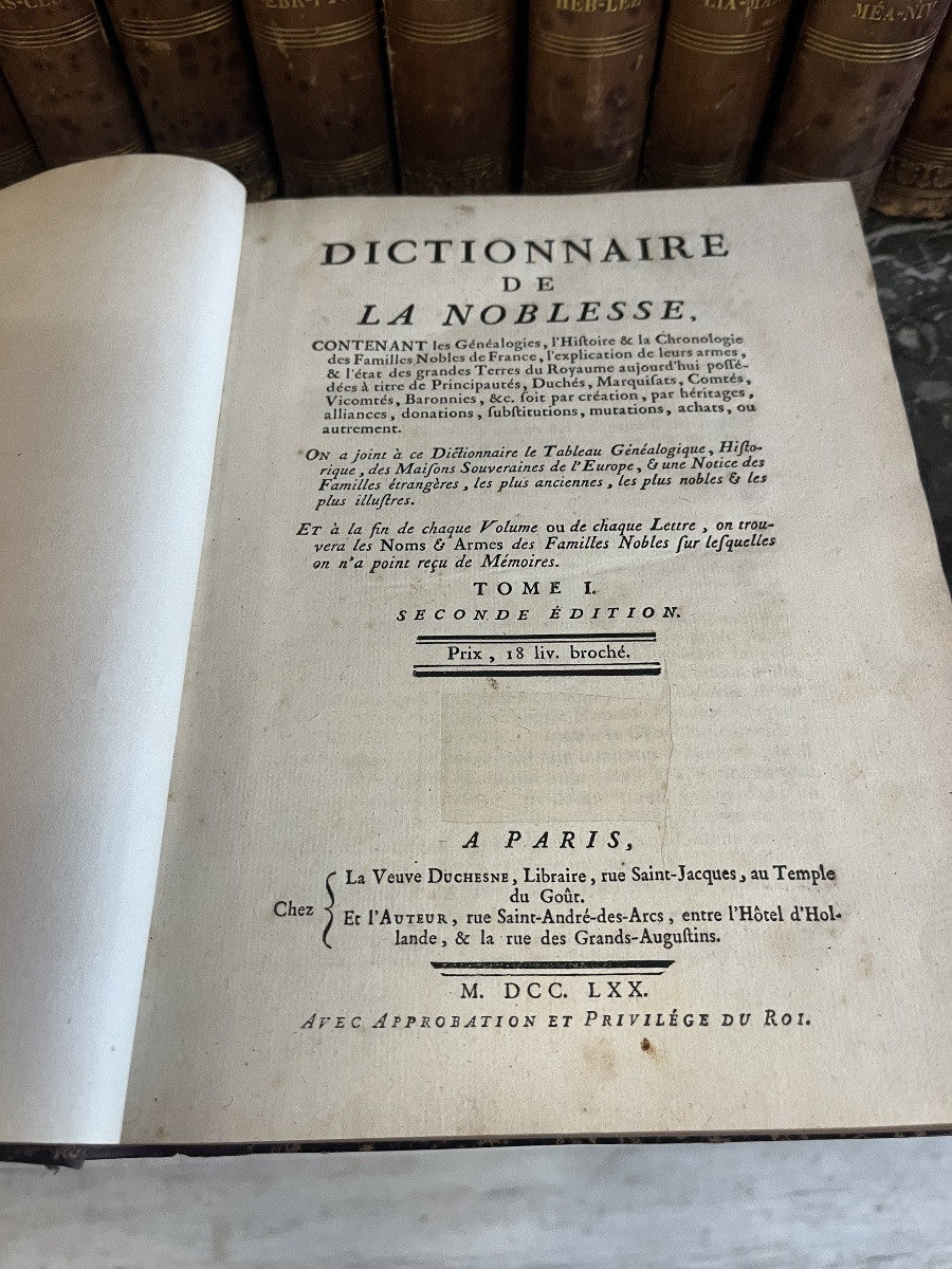 Dictionnaire De La Noblesse 1770-photo-4