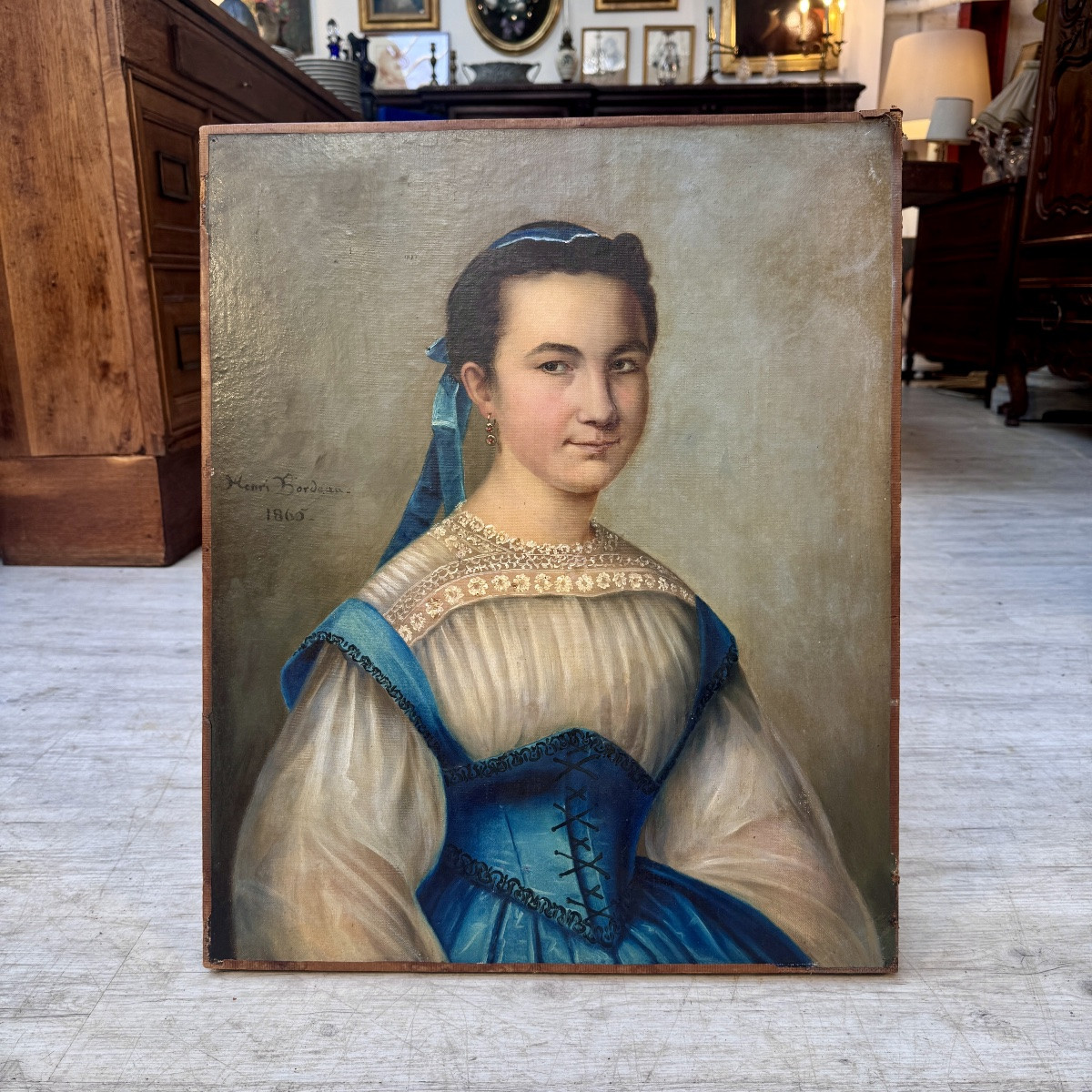 Portrait Huile sur toile-photo-1