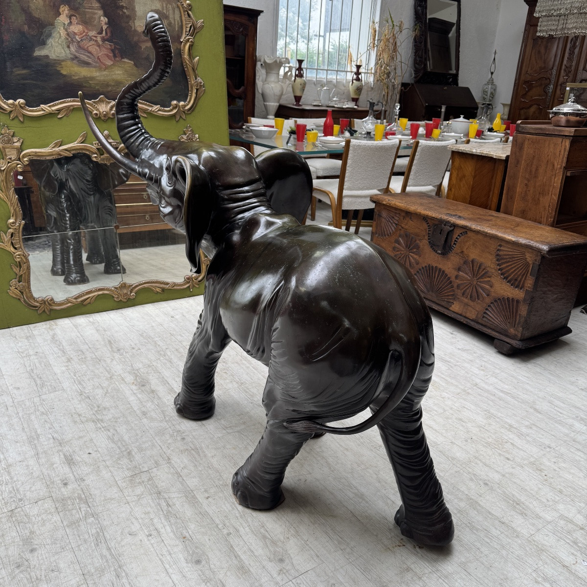 Grand Éléphant en Bronze signé Stuart-photo-3