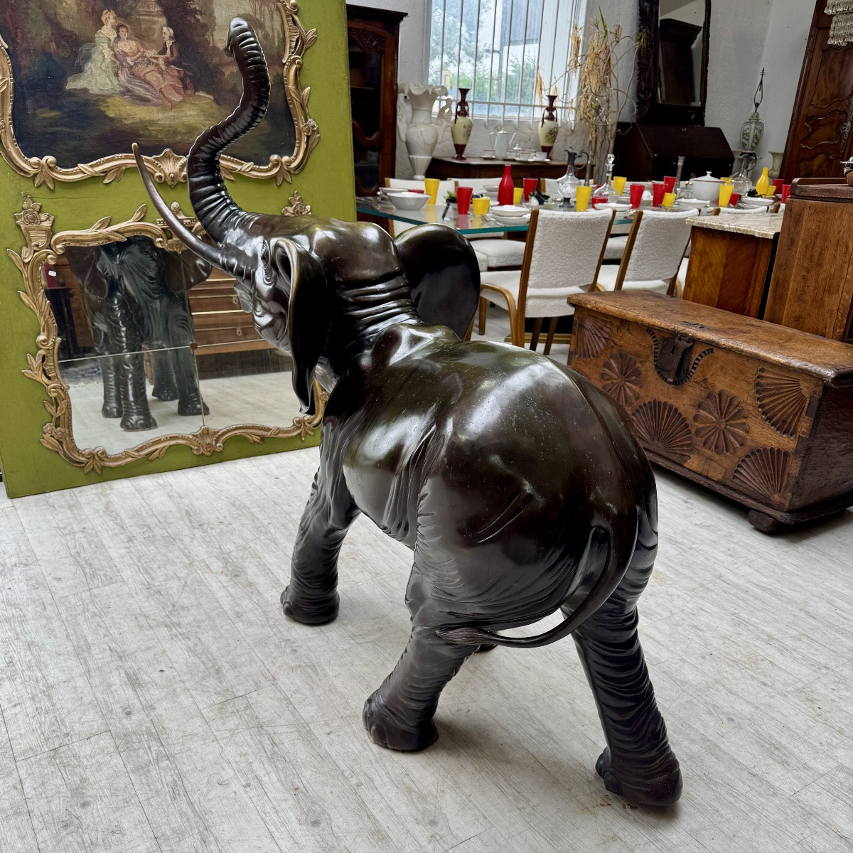 Grand Éléphant en Bronze signé Stuart-photo-4