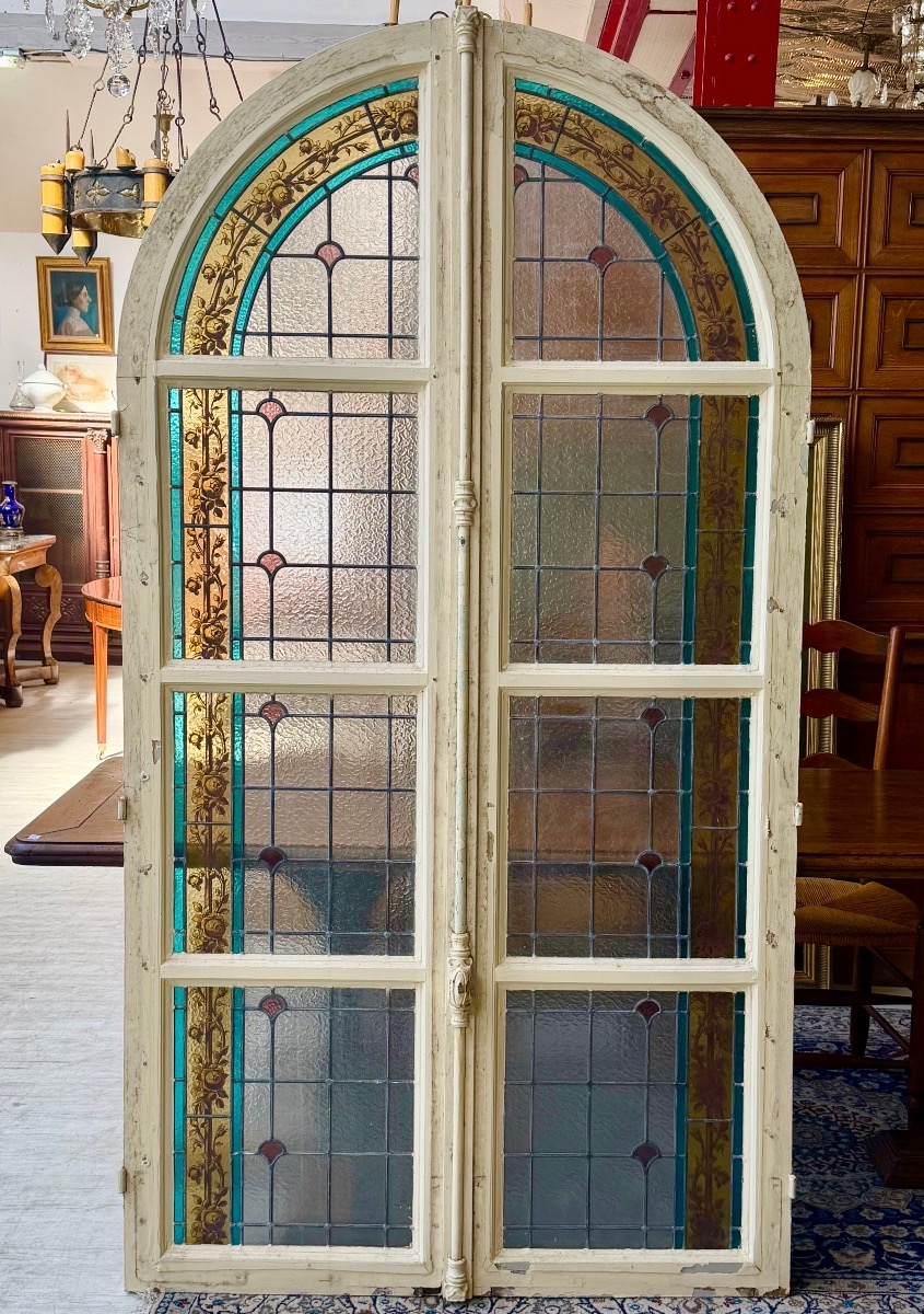 Porte fenêtre avec vitraux