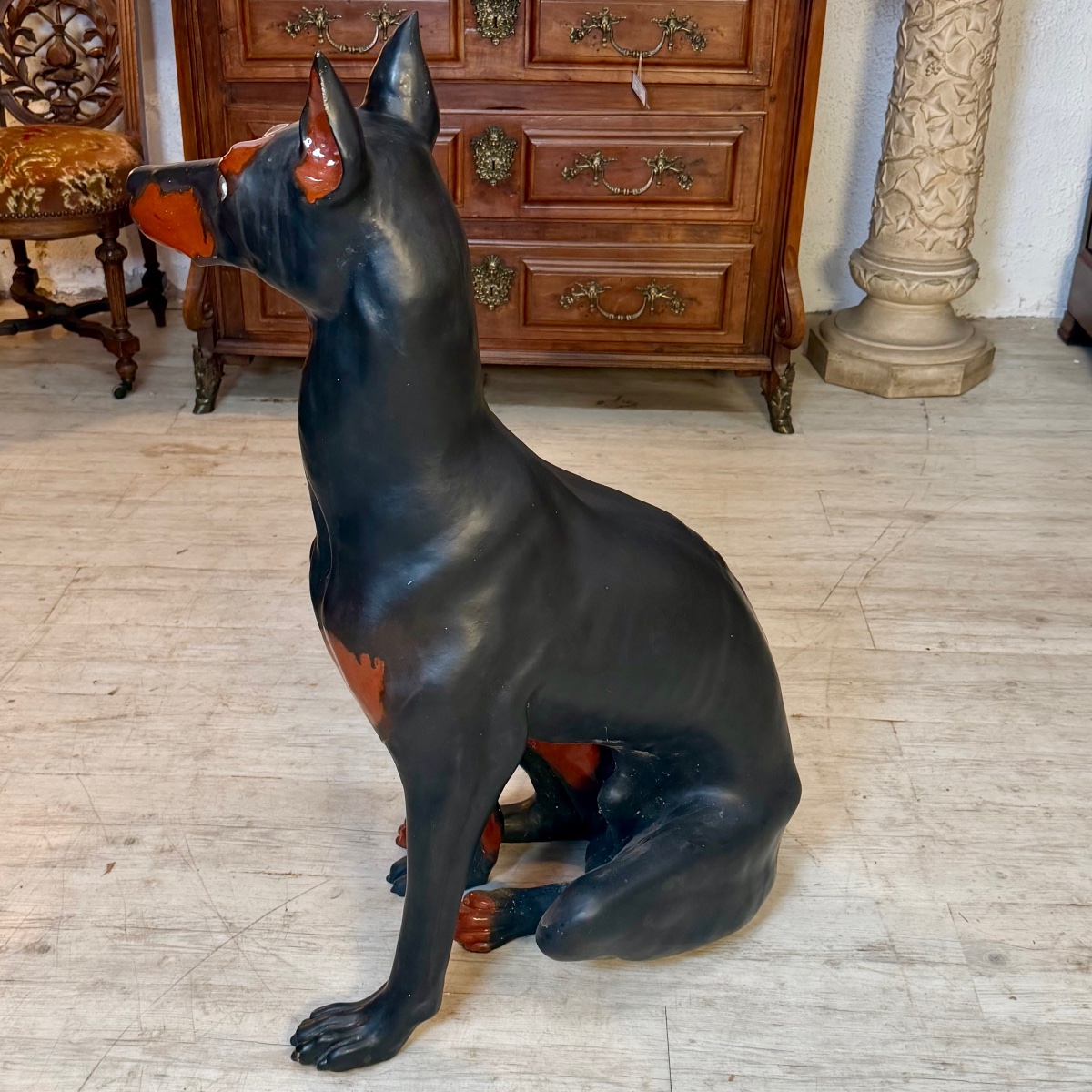 Doberman en terre cuite inspiré de Bavent-photo-4