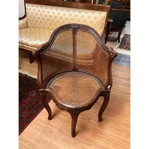 Louis XV Cane Office Armchair Stamped Meunier