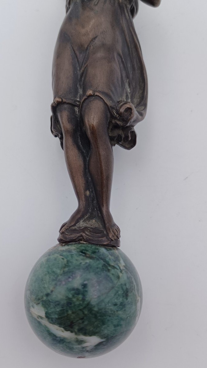 19th Century Bronze And Marble Letter Opener, Praying Angel-photo-3